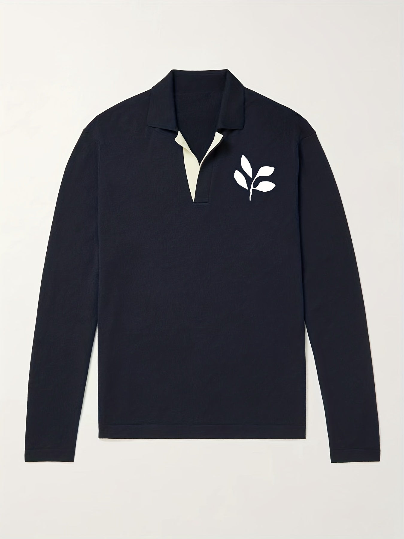 Men's Plant Pattern Knit Polo Shirt Fall/Winter Sweater