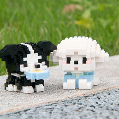 Cute Puppy Building Blocks Set - Wooden Desk Ornament for Birthday & Holiday