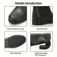 Women's Waterproof High Tube Rain Boots - Non Slip Garden Shoes