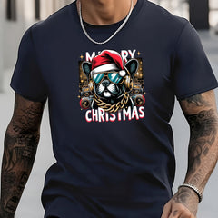 Men's Dog Pattern Shirt Casual Crew Neck Tee Top