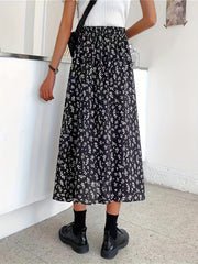 Floral Print High Waist Midi Skirt for Women