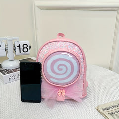 Kids Princess Schoolbag Sequins Bow Lollipop Backpack