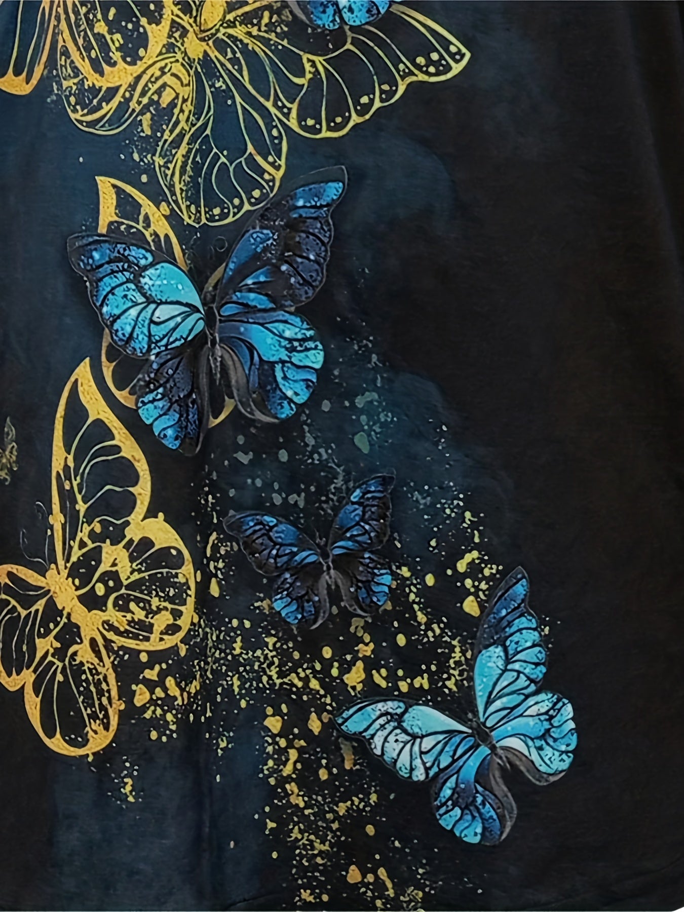 Butterfly Print Crew Neck Sweatshirt for Women