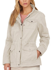 Solid Button Front Jacket Casual Long Sleeve Outerwear With Pockets