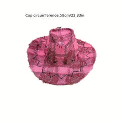 Plaid Cowboy Hat Rose Vintage Fedora Cap