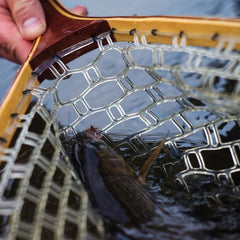 FunVZU Magnetic Trout Net Release Soft Rubber Mesh Wood Handle Safety Cord