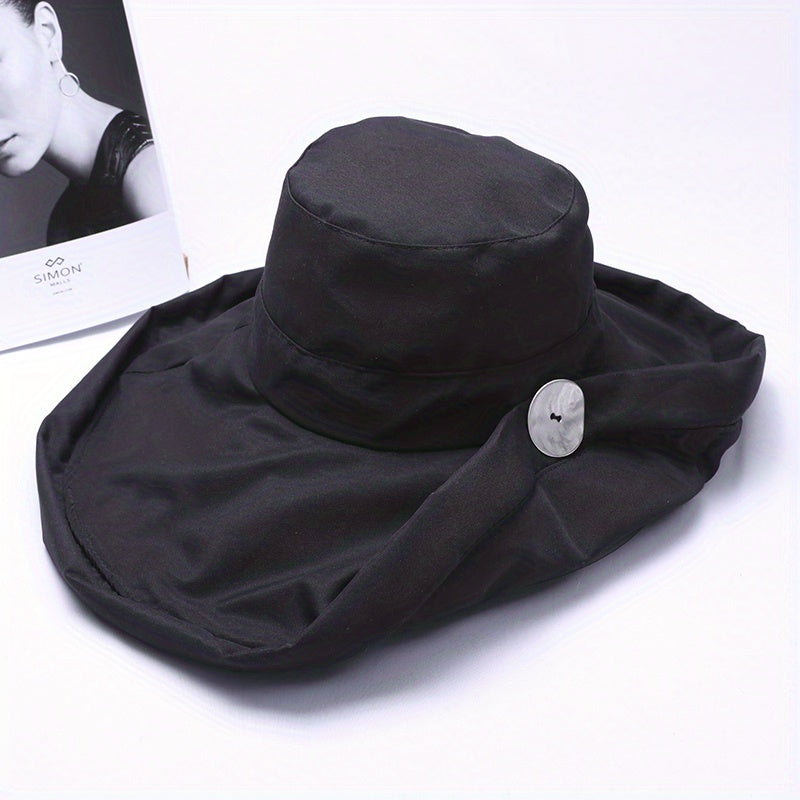 Solid Casual Sun Hat UV Protection Travel Beach Hats Women