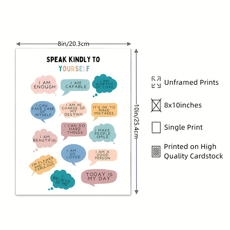 Positive Affirmations & Feelings Poster for Therapy Office Decor