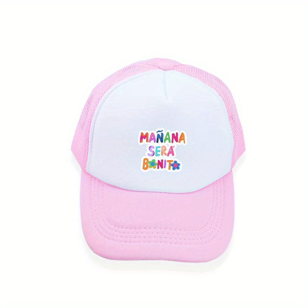 Y2K Letter Print Trucker Hat Pink Block Mesh Baseball Cap