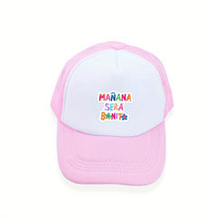 Y2K Letter Print Trucker Hat Pink Block Mesh Baseball Cap