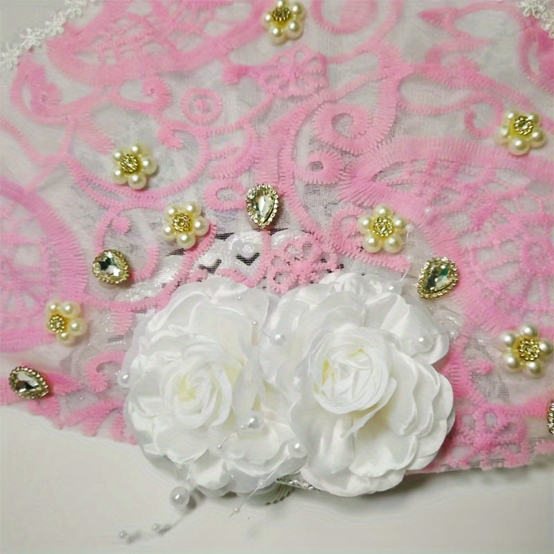 Royal Style Floral Wedding Hand Fan with Rhinestones Bridal Accessory