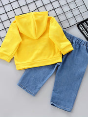 Boys Crown Embroidered Hoodie Jeans Set