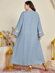 Casual Abaya Dress Women's Plus Colorblock Contrast Lace Maxi Dress
