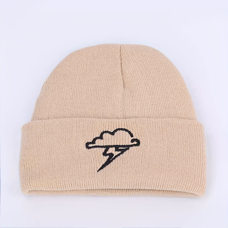 Clouds Embroidery Beanie Lightweight Warm Skull Cap Solid Coldproof Couple Knit