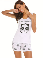 Bear Print Pajama Set & Cat Claw Shorts