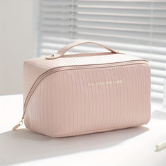 Large Capacity Travel Cosmetic Bag PU Leather Waterproof Women Portable Makeup