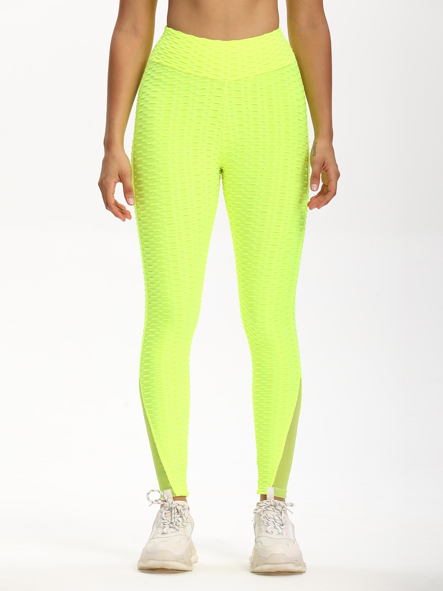 High Waist Butt Lifting Yoga Pants with Mesh Contrast