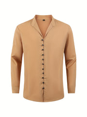 Men's Solid Long Sleeve Shirt for Spring Summer Autumn
