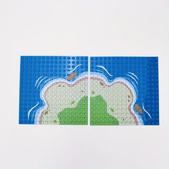 2pcs Set Small Grain Base Plates Forest Scene Building Blocks Home Decor Board