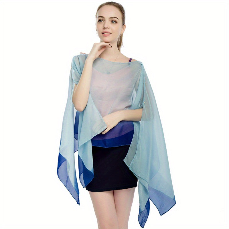 Gradient Chiffon Large Shawl Boho Loose Pullover Shawl