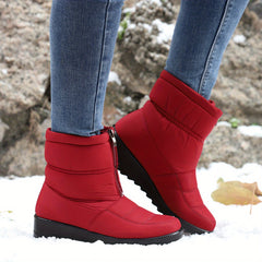 Women's Solid Snow Boots Front Zipper Platform Short Boots
