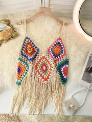 Graphic Print Tassel Cami Top Beach Wear Sleeveless Top