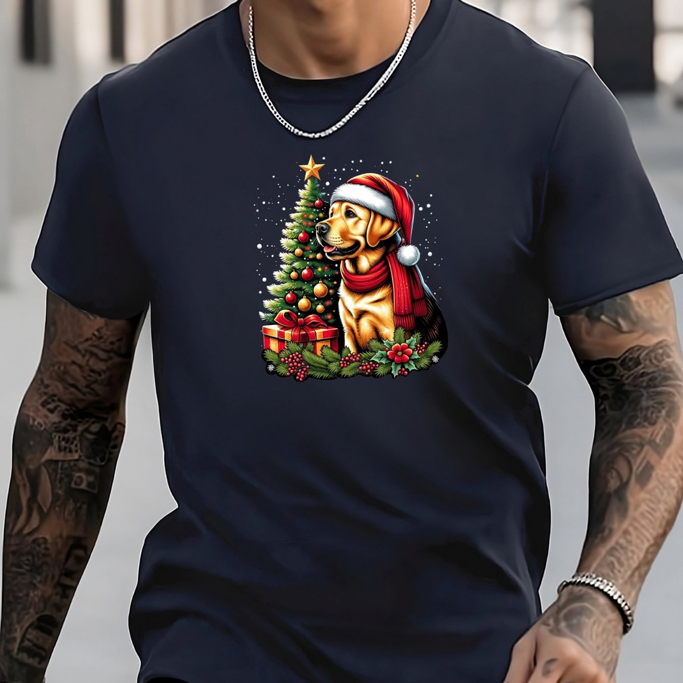 Men's Dog Pattern Shirt Casual Breathable Short Sleeve Tee Top