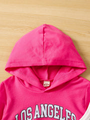 Girl's LA Print 2pcs Tank Top & Crop Hoodie & Sweatpants Set