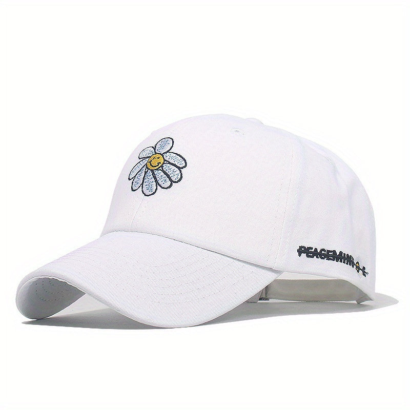 Summer Flower Embroidered Baseball Cap Unisex Sunhat Outdoor Hip Hop Hat