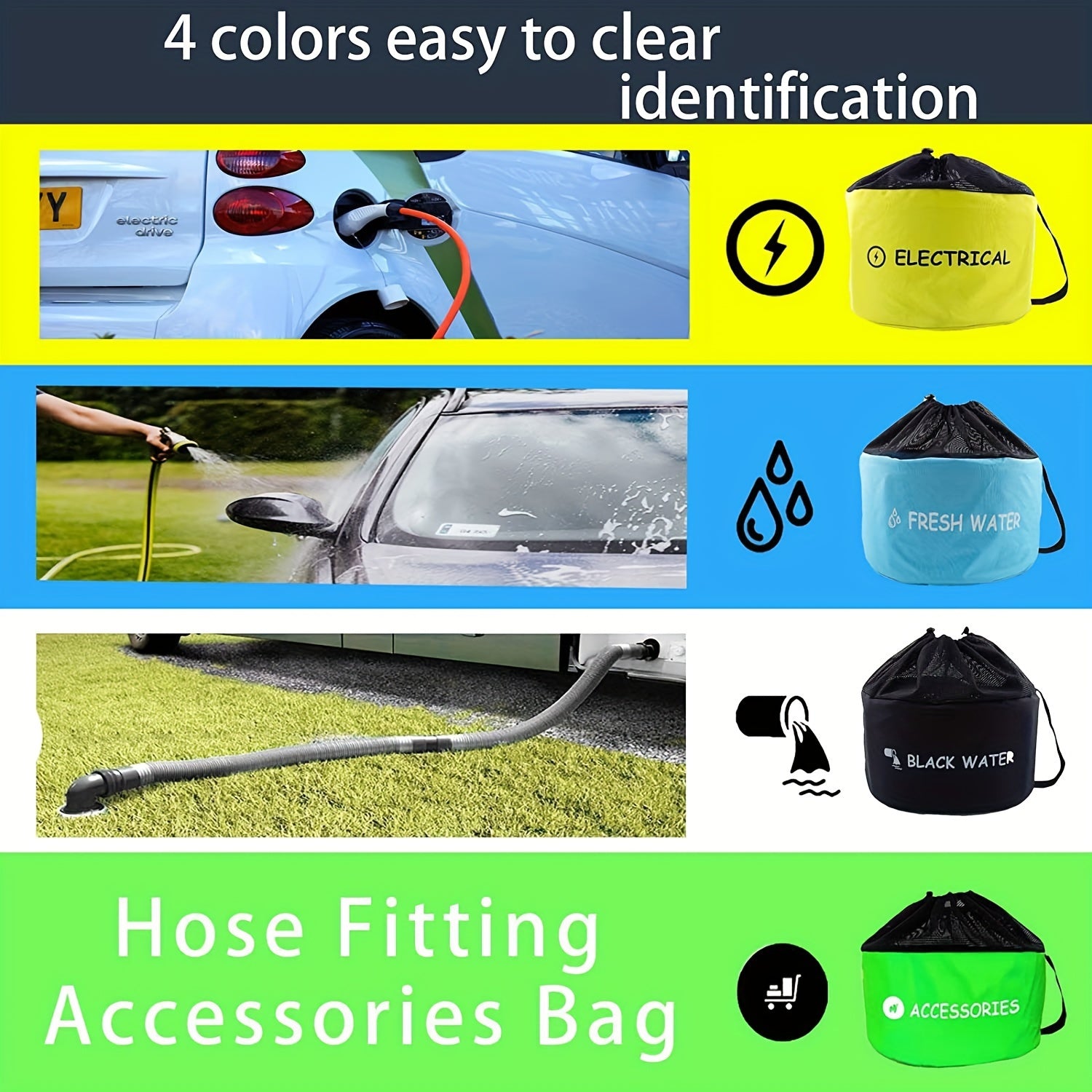 3 Pack RV Hose Bag Marine Waterproof Storage Sewer Hose Bag
