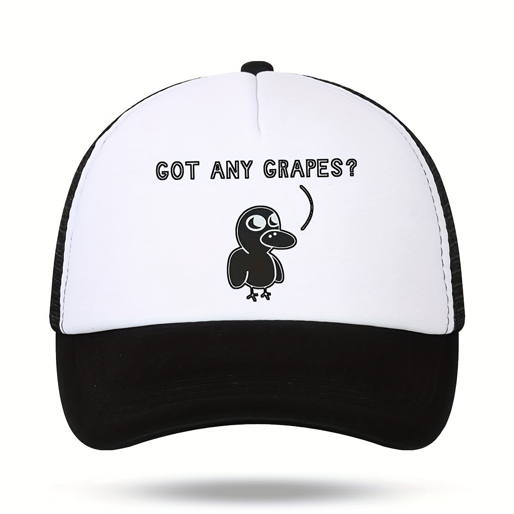 T ANY GRAPES Print Breathable Sunshade Mesh Hat Baseball Cap Driver Hat