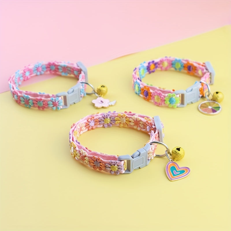 Pet Necklace with Lace Flower & Bell for Cats & Small Dogs