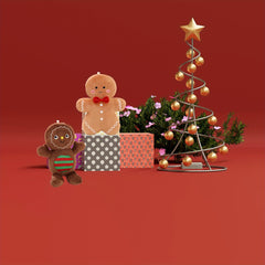 Gingerbread Man Plush Hanging Ornaments Set of 4