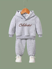 Alphabets Pattern Hooded Sweatshirt and Sweatpants Set for Girls