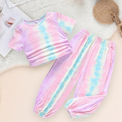 Toddler Tie Dye 2pcs T shirt & Sweatpants Set Kids Clothes For Summer