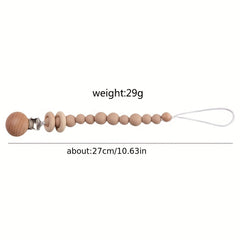 Beech Wood Clip Silicone Bead Pacifier Chain and Teether Chain Set