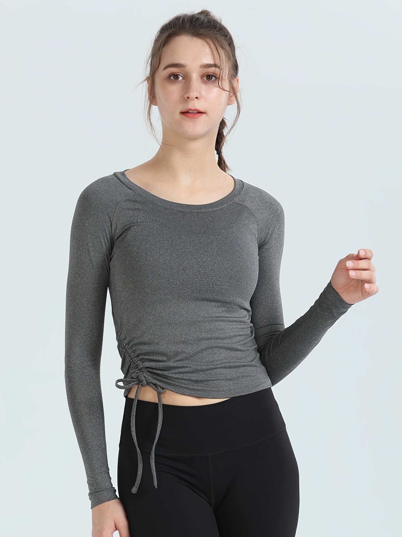 Women's Quick Dry Sports T Shirt with Side Drawstring