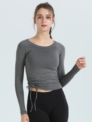 Women's Quick Dry Sports T Shirt with Side Drawstring