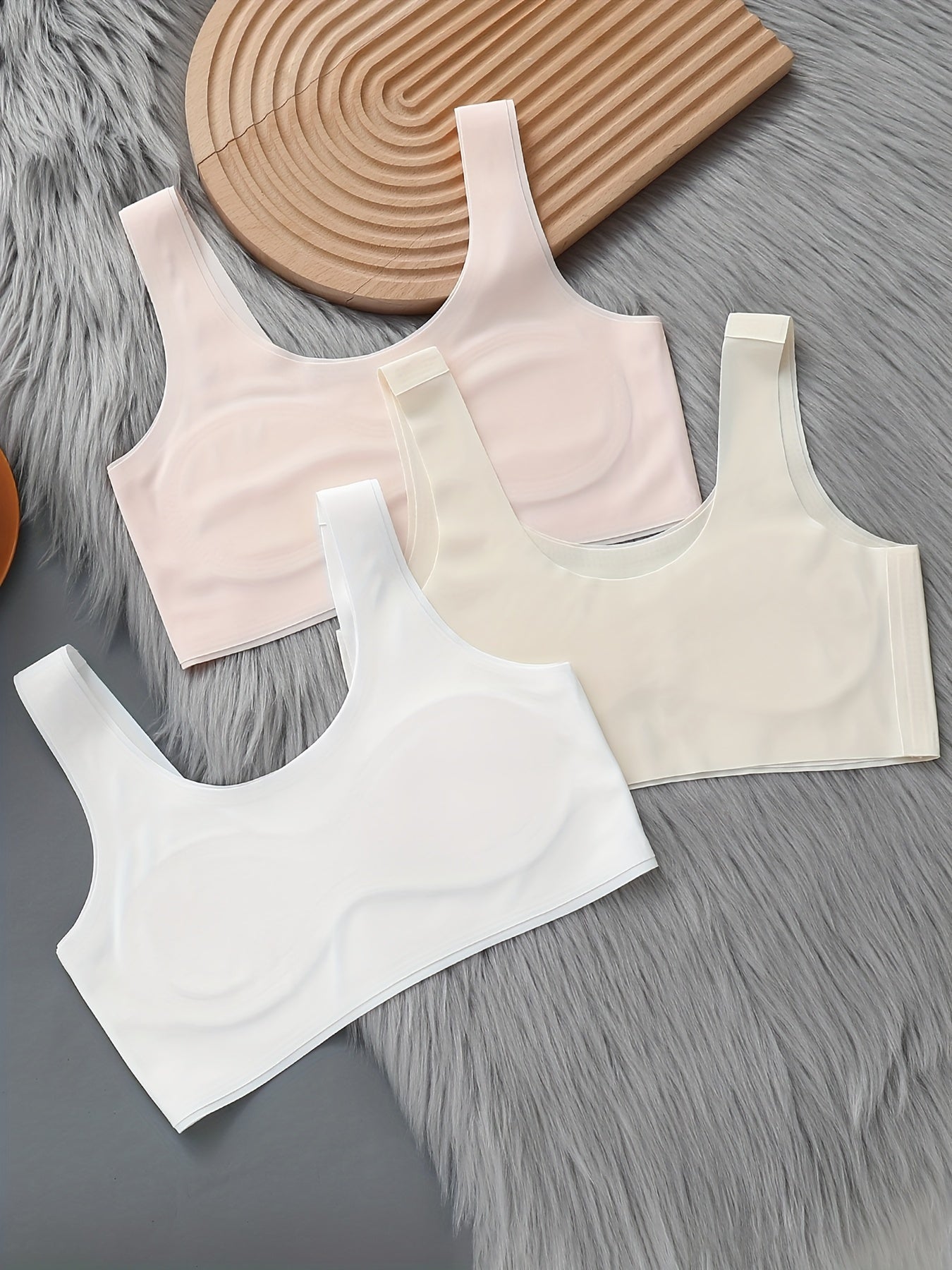 3pc Girls Dark Clouds & Letter Graphic Bras Comfortable Soft Bralette Underwear