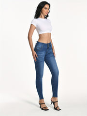 Water Ripple Embossed Denim Skinny Jeans
