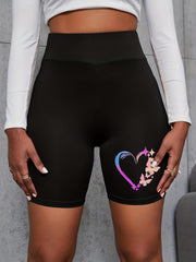 2pcs Tee & Biker Shorts Set Slit Sleeve Casual T Shirt & Biker Shorts