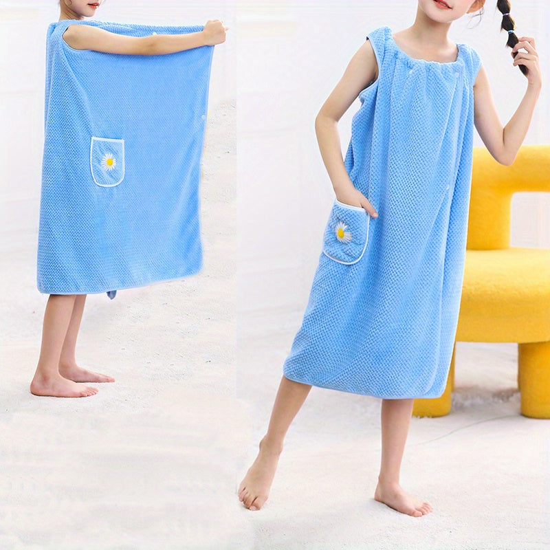 Flower Embroidered Bath Towel Wearable Bath Skirt