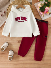 YORK Girl's Hoodie & Cargo Pants Set for Toddler Kids