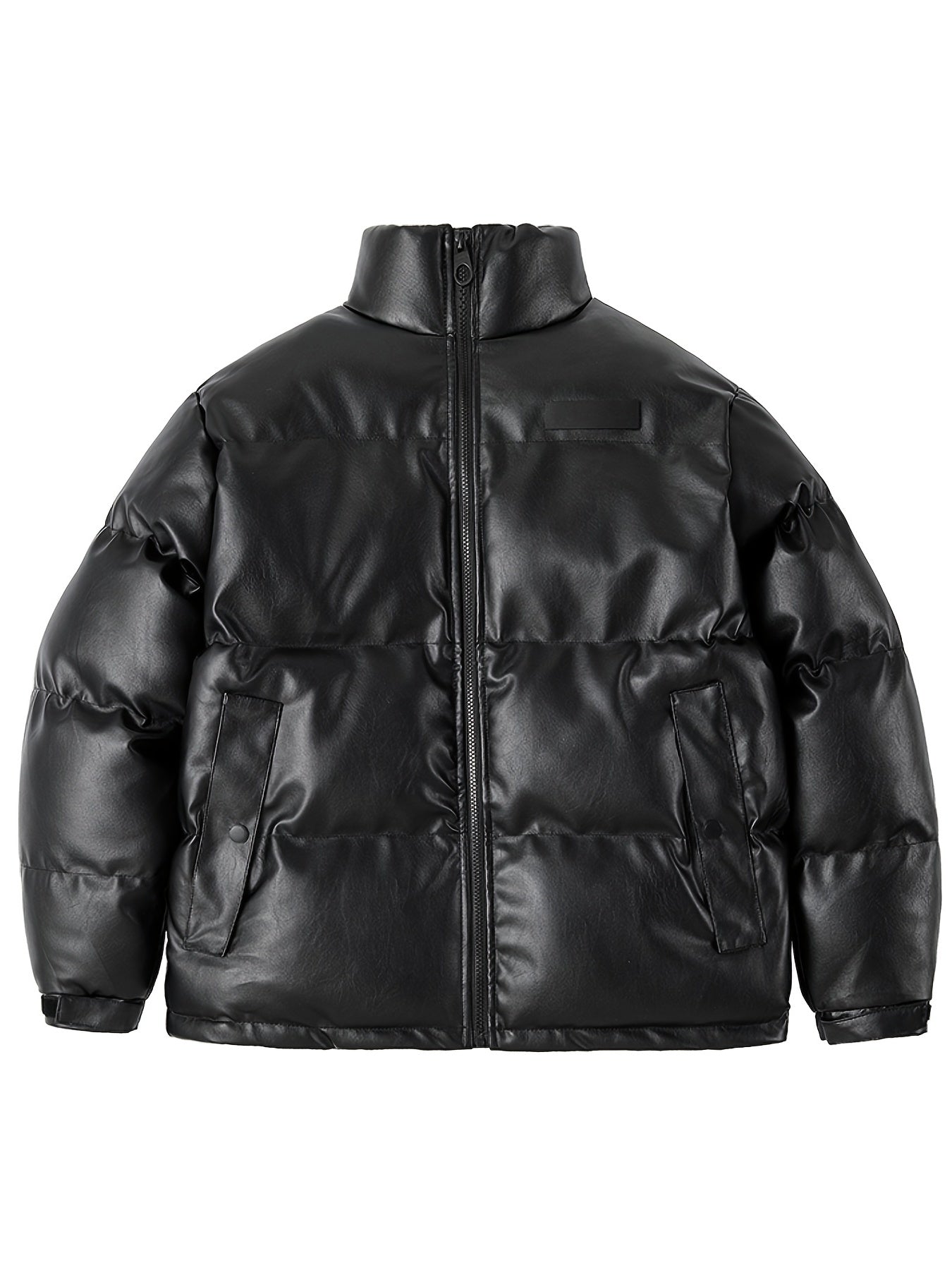 Men's Stand Collar PU Leather Jacket Coat