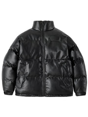 Men's Stand Collar PU Leather Jacket Coat