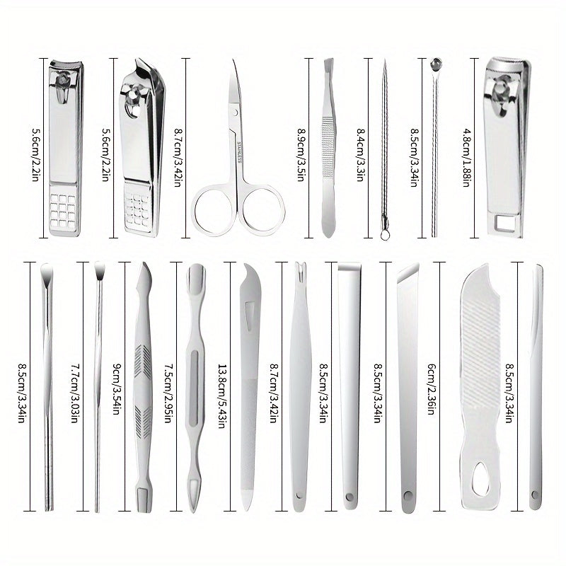 17pcs Nail Cutter Manicure Set with Ear Picking Spoon