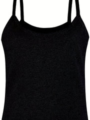 Solid Sleeveless Spaghetti Tank Top Sexy Stretchy Stylish All Match Vest