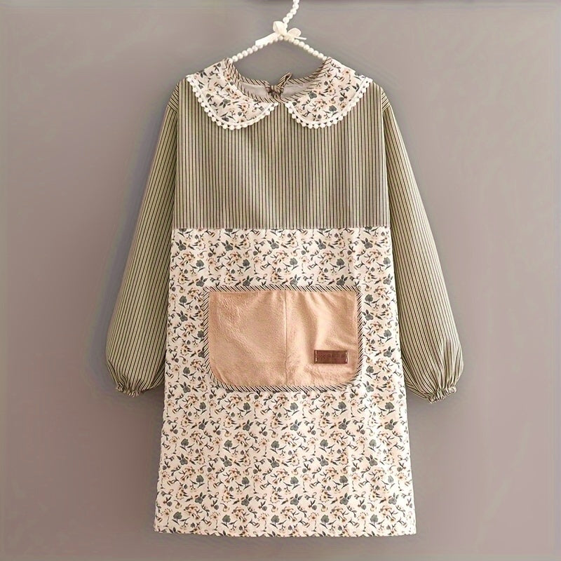 Cotton Canvas Apron Women's Long Sleeve Kitchen Apron
