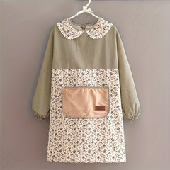 Cotton Canvas Apron Women's Long Sleeve Kitchen Apron