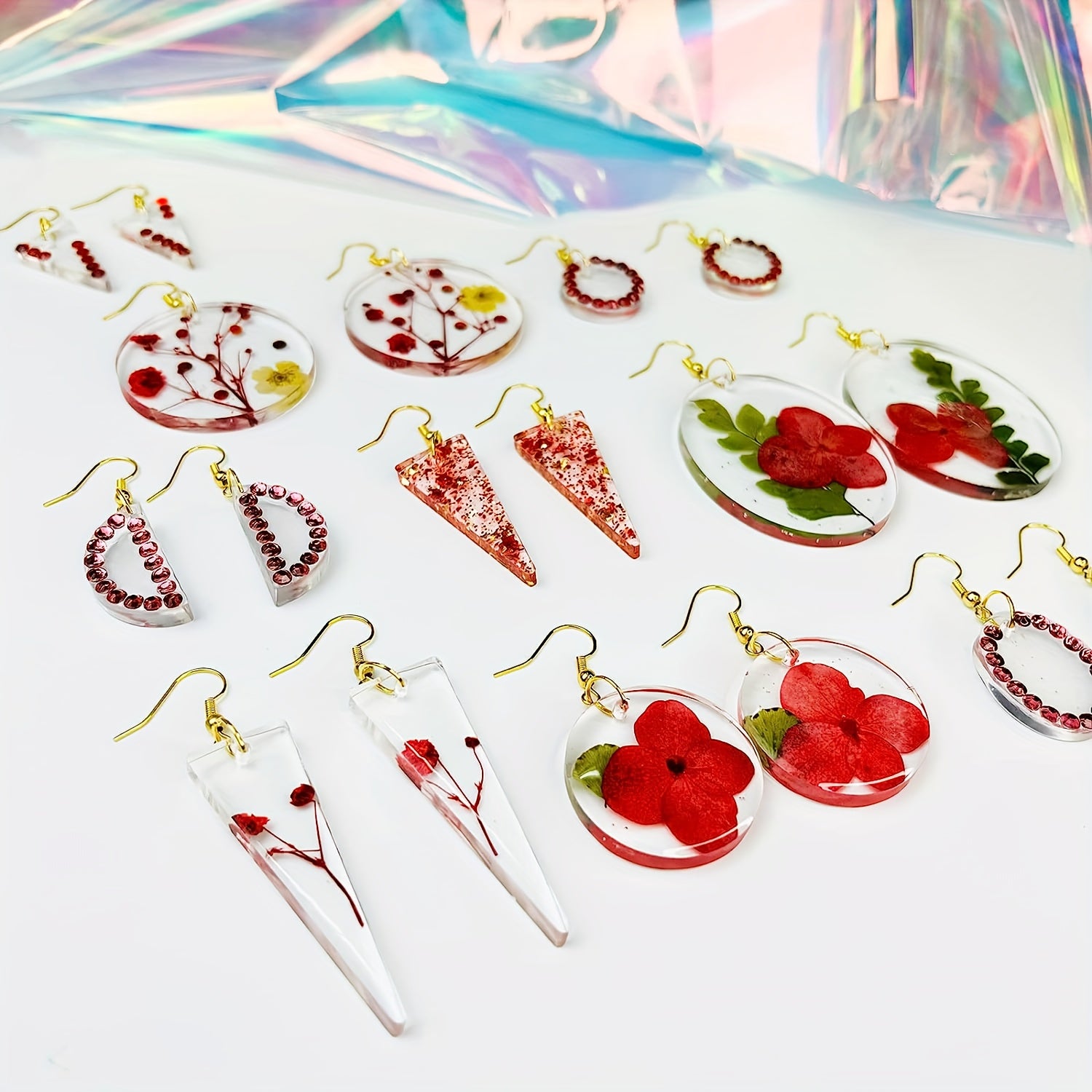 10pcs Resin Earring Pendants Silicone Mold Set For Epoxy Resin Jewelry Making